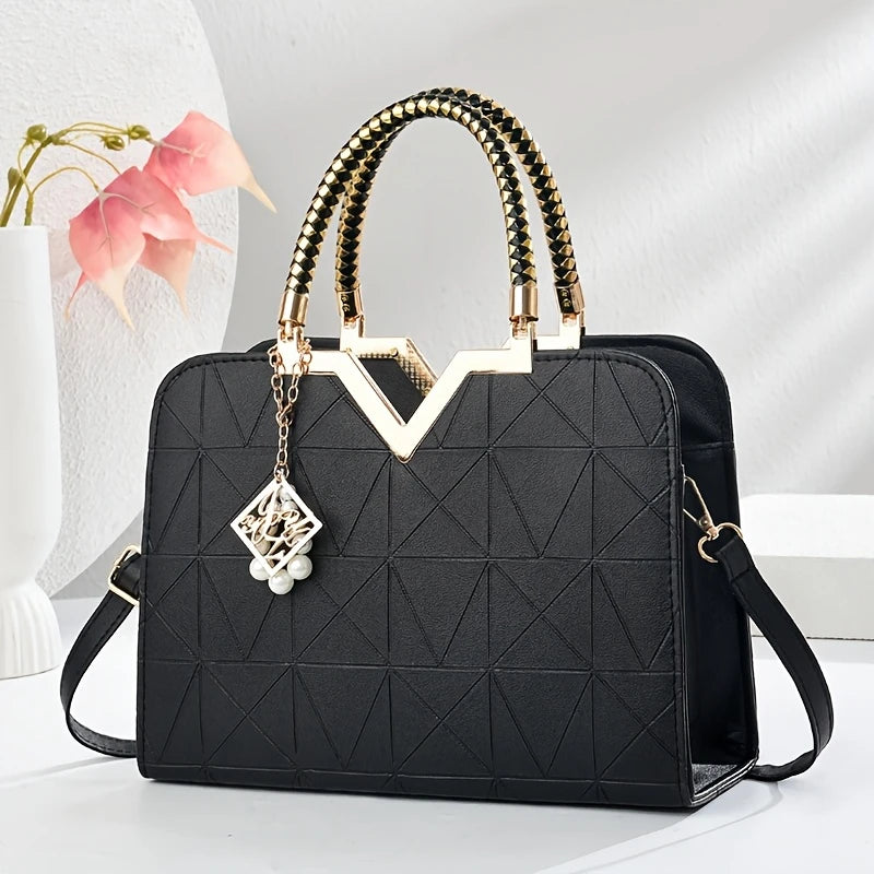 Cocogigi Women'S Elegant Black Geometric Cross body Bag