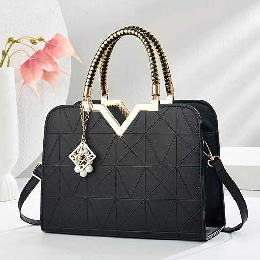 Cocogigi Women'S Elegant Black Geometric Cross body Bag