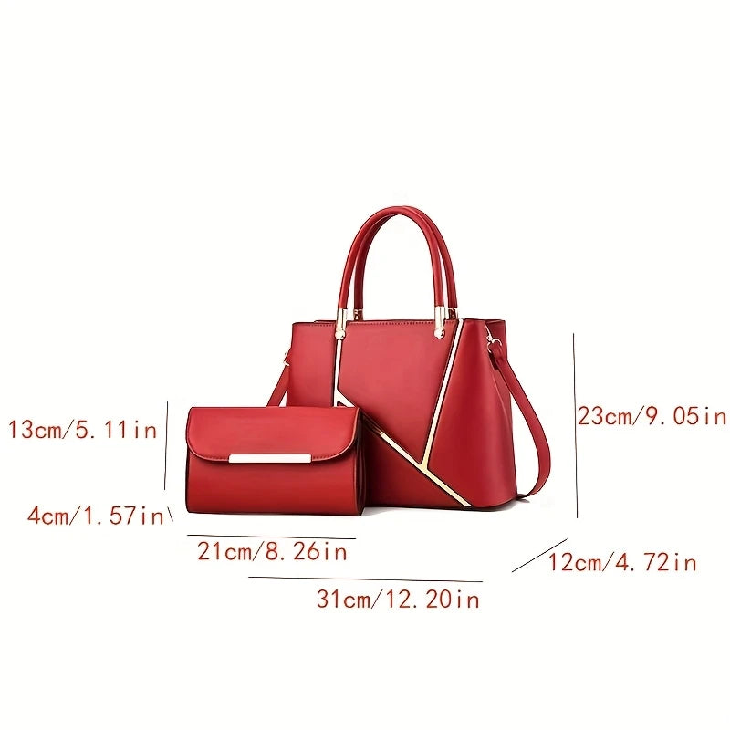 Women's Elegant Geometric Strap & Zipper Closure Bag