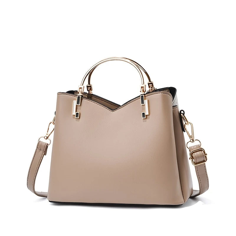 Women's Bag Luxury Cream & Gold Contrast Stitching Tot
